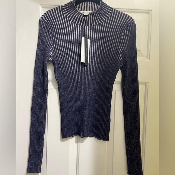 NWT Lindsey Ribbed Mock-Neck Sweater in Blueberry - Picture 1 of 6